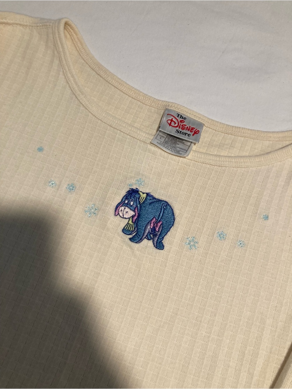 Vintage The Disney Store Cream Ribbed Long Sleeve Top with Subtle Logo Tag - Picture 4 of 11